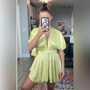 Elegant Boutique Yellow Silk Romper
